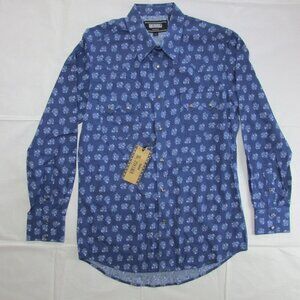 Rock & Roll Denim Men's Long Sleeve Floral Print Snap Western Shirt Blue